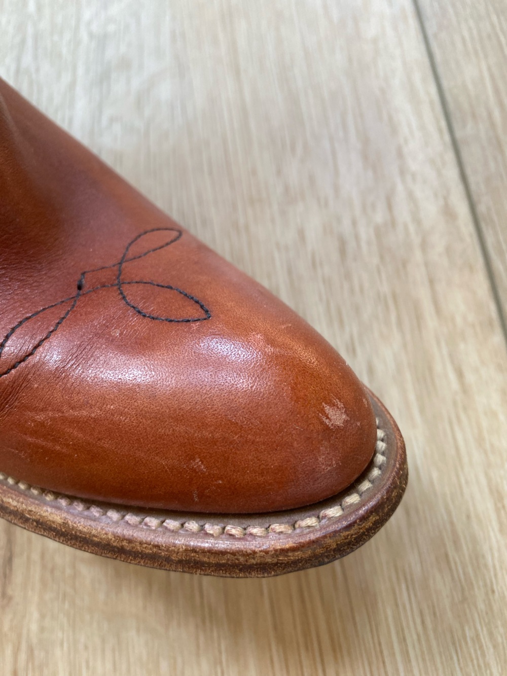 Vtg 70s FRYE Leather Cowboy Boots 7130 Cognac 6B - Picture 12 of 14